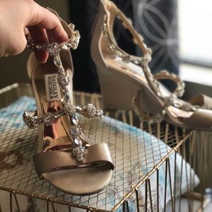 Badgley Mischka Tabby Satin Wedge Sandals